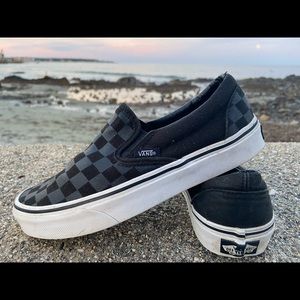 Vans black check slip-on skater sneakers Men's 4.5
